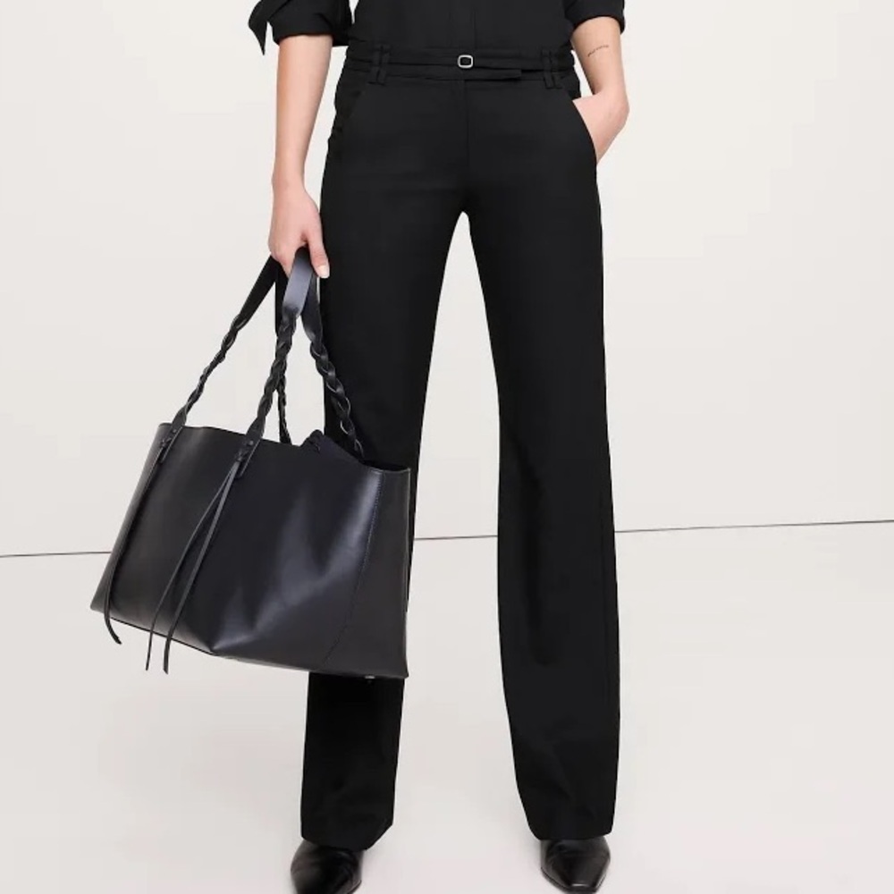 NWT! Banana Republic Black Mid-Rise Straight Wool-Blend Flannel Pant - 826928 🌵